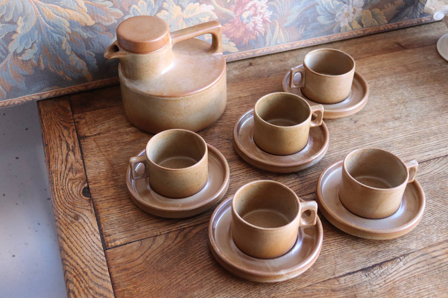 Tea or coffee service in stoneware – Brenne, Stoneware from France