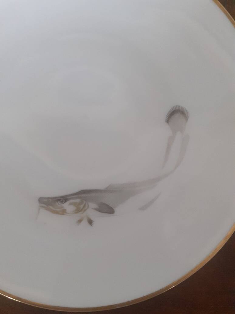 set of 4 Bavaria Hutschenreuther porcelain fish plates