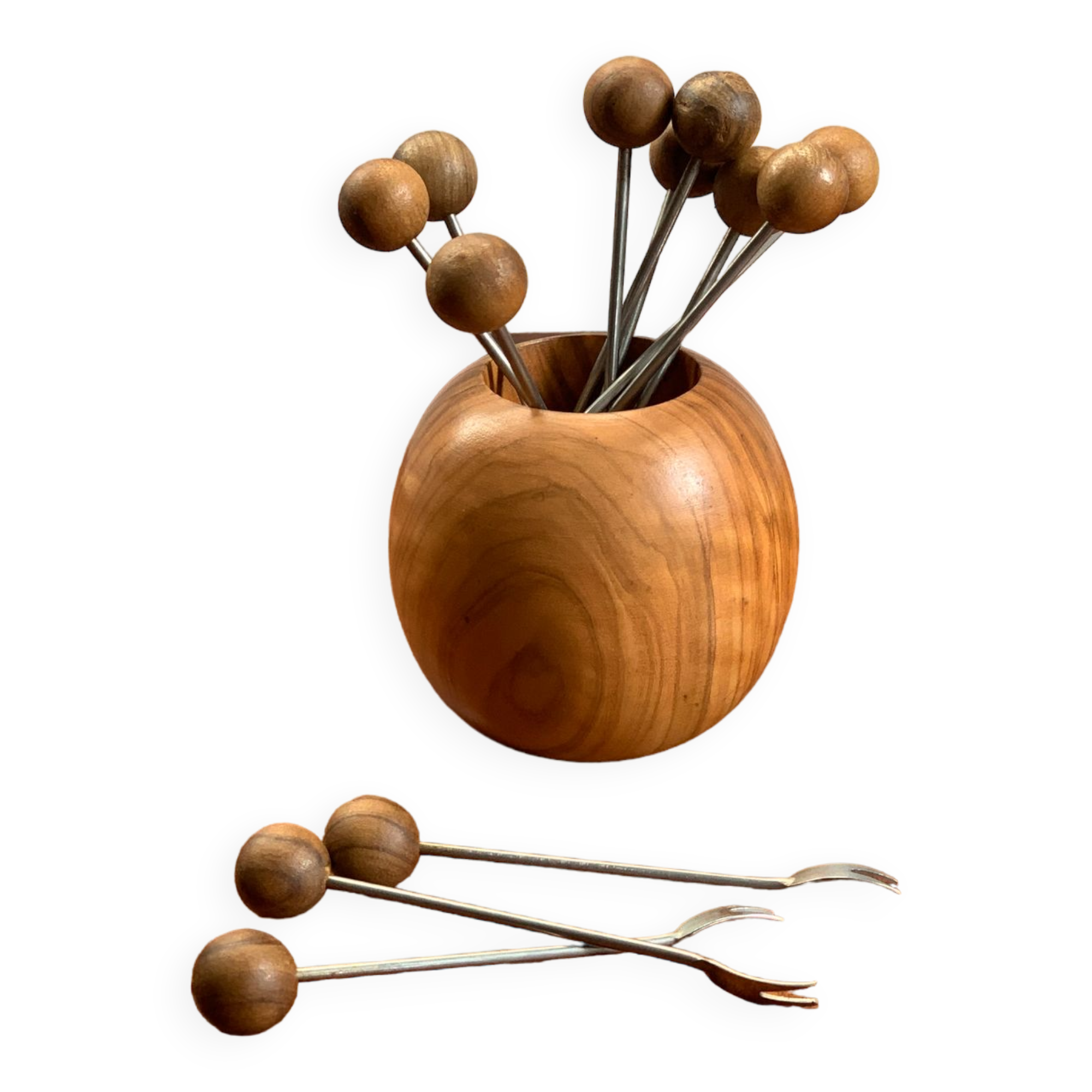 Vintage wooden aperitif picks
