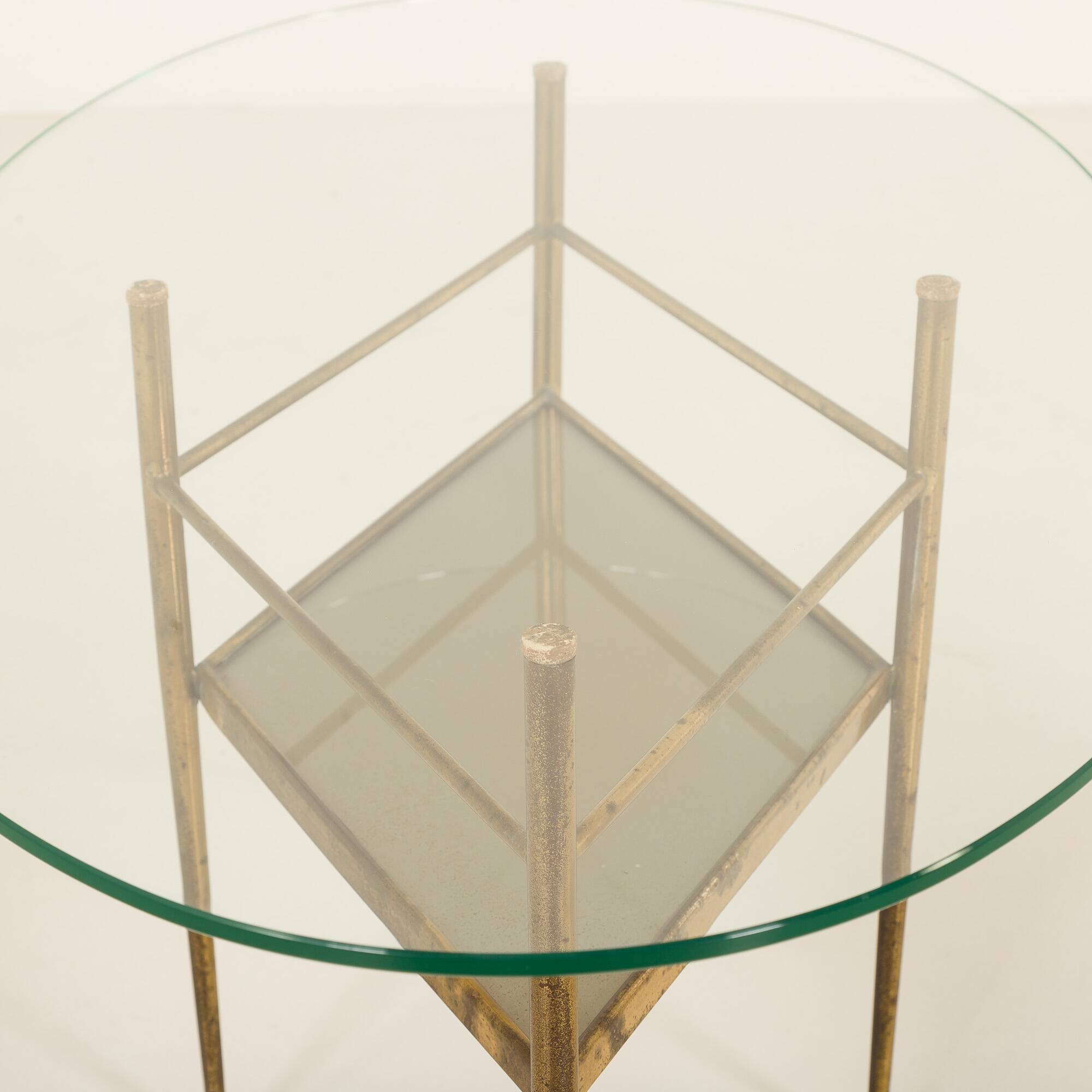 Table en verre et laiton de style italien des années 1970, inspirée par Gio Ponti.