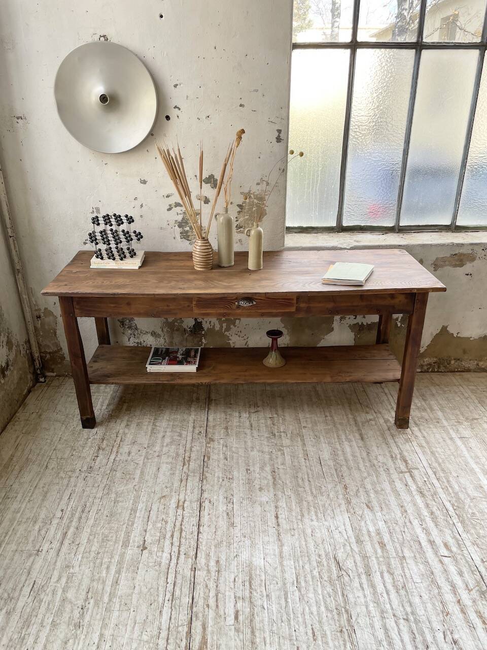Drapery console table in pine