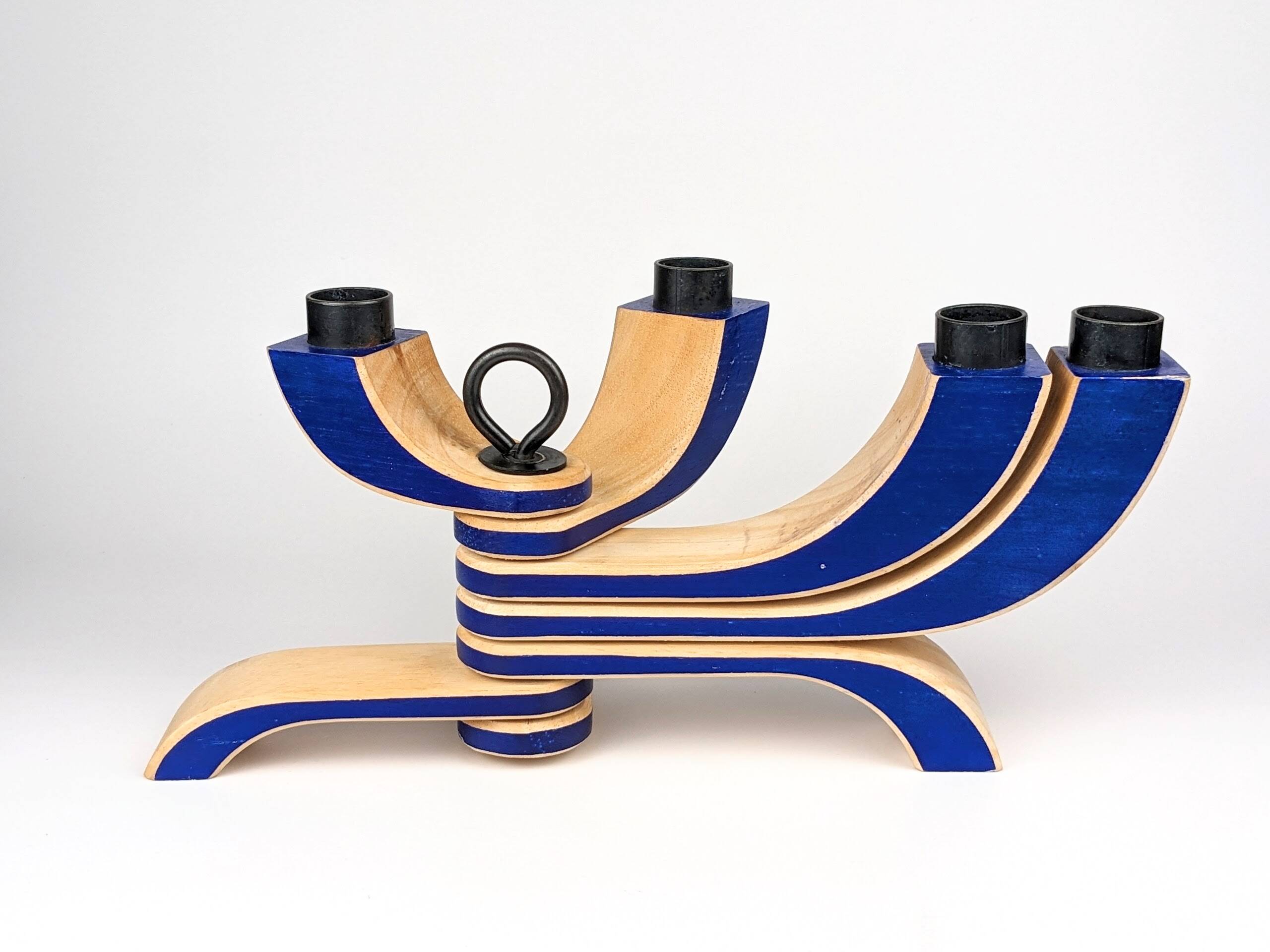 7-branched wooden candelabra | Klein Blue | Scandinavian design