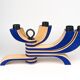 Candélabre en bois 7 branches | Bleu Klein | Design Scandinave