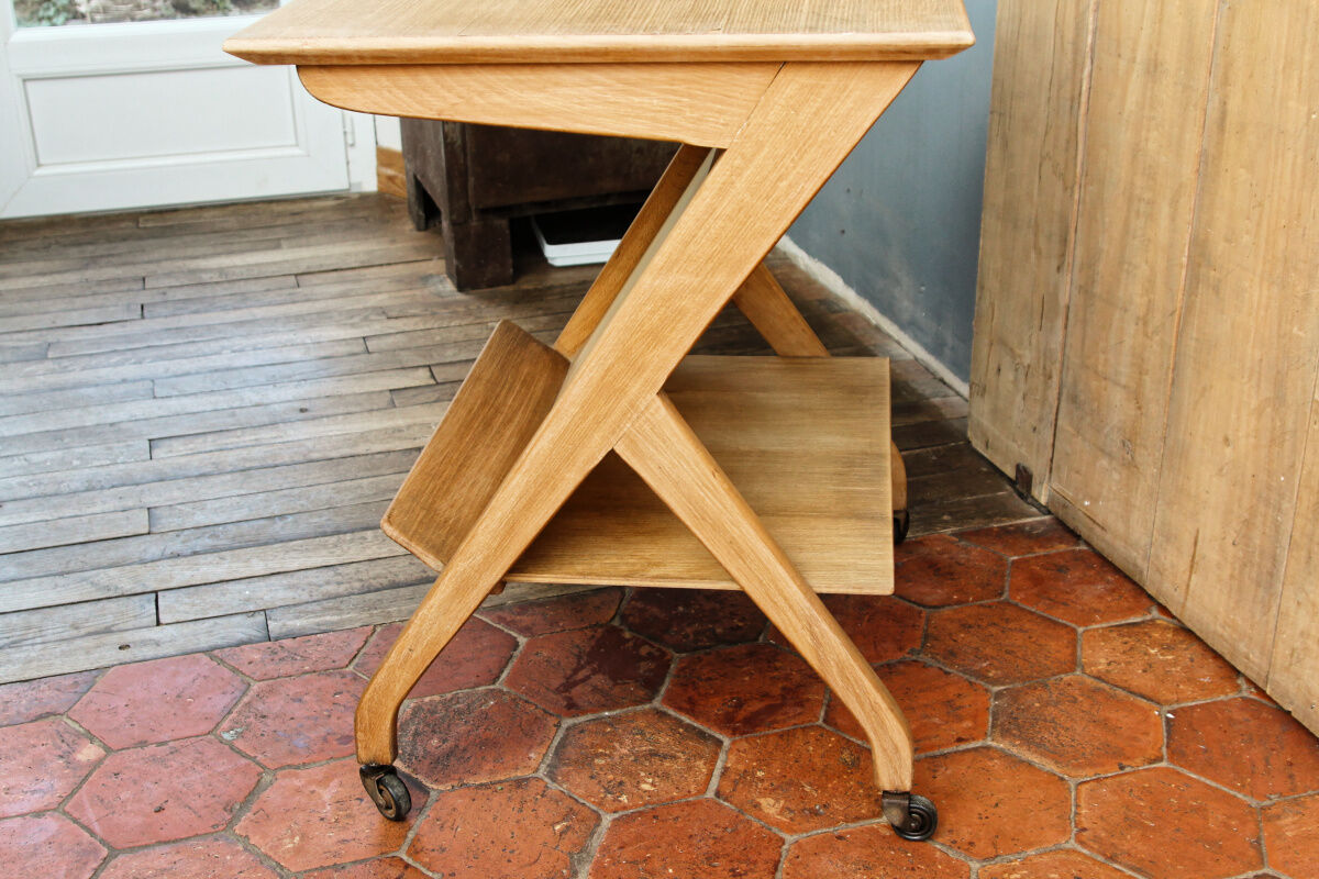 Old Scandinavian table in blond wood