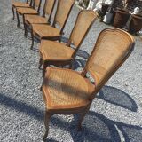 6 beech cane chairs