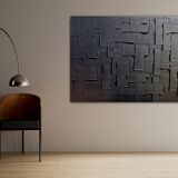 Black minimalist monochrome abstract painting