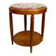 Pedestal Table, Side Table in Solid Oak & Griotte Marble Top