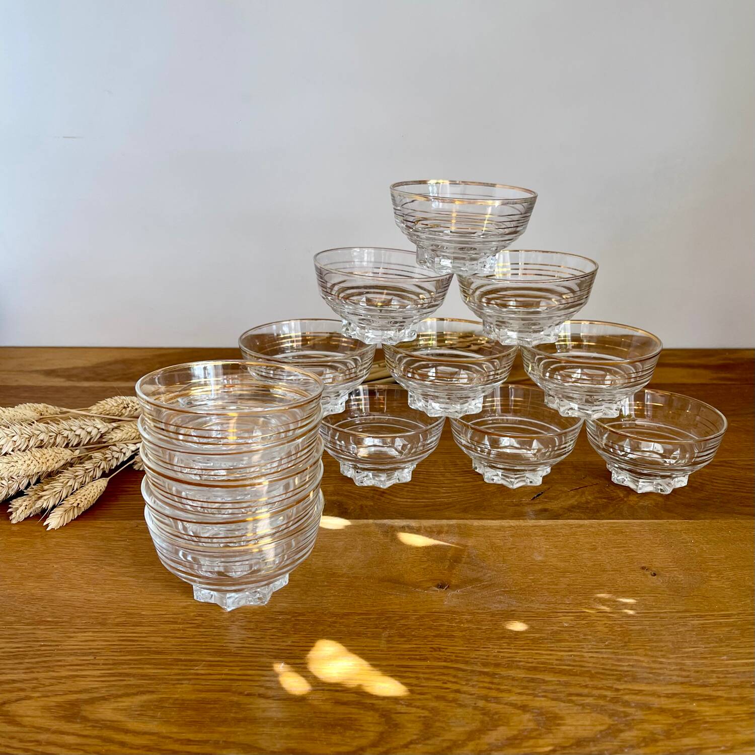 Set of 15 champagne glasses from Verrerie de la Chapelle St Mesmin