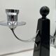 Art Deco Candlesticks in Black Lacquer, Oak & Nickel, Netherlands, 1930s, Set of 2