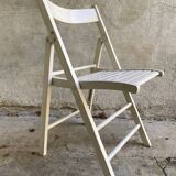 Extra folding chair / garden chair / vintage white lacquered solid wood office chair