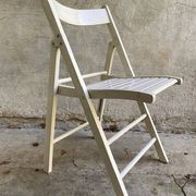 Extra folding chair / garden chair / vintage white lacquered solid wood office chair