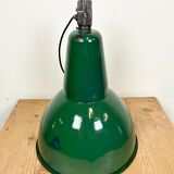 Lampe d’usine industrielle en émail vert avec dessus en fonte, années 1960
