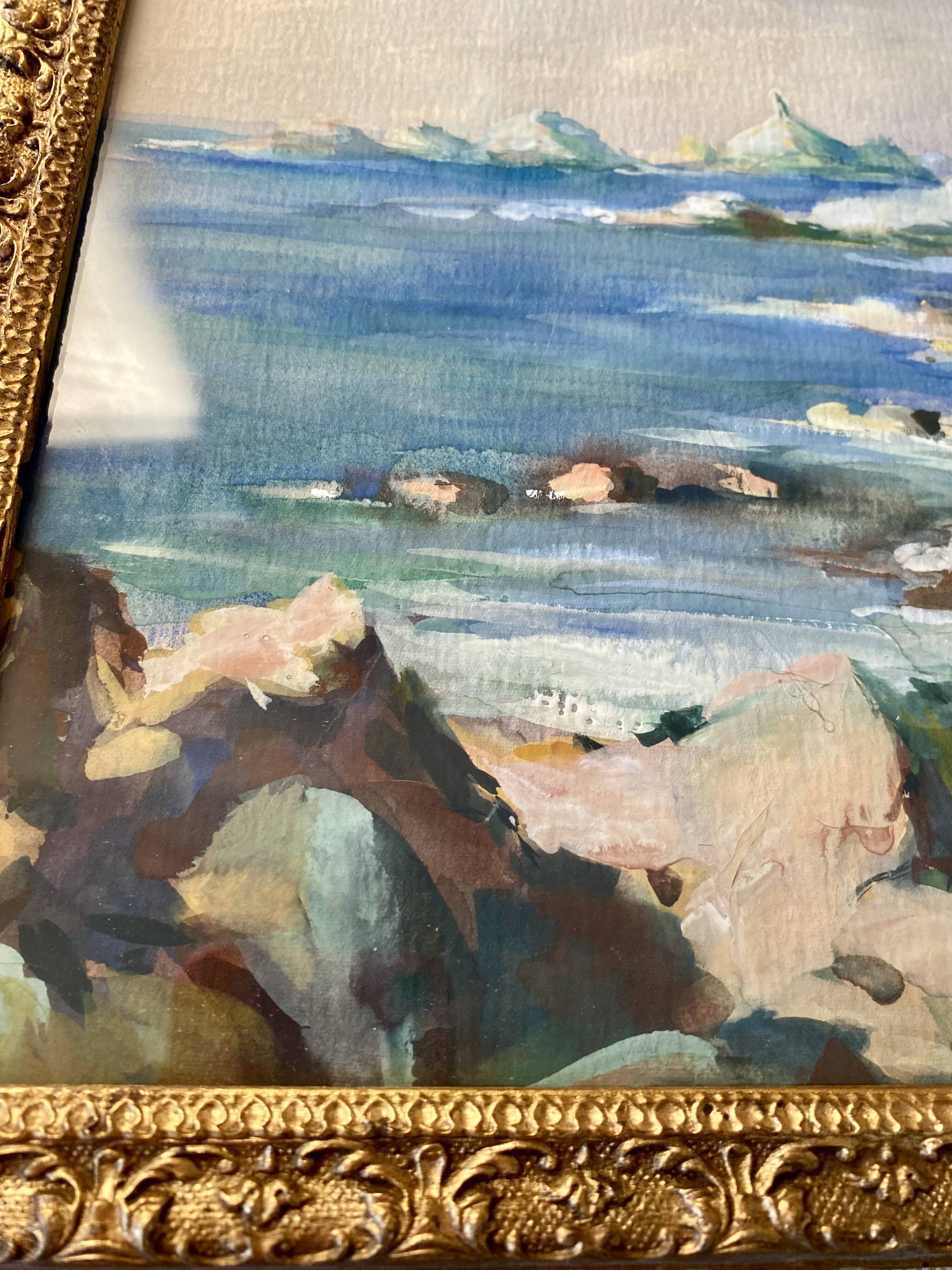 Oil "les Sanguinaires" under glass, 1950s-60s