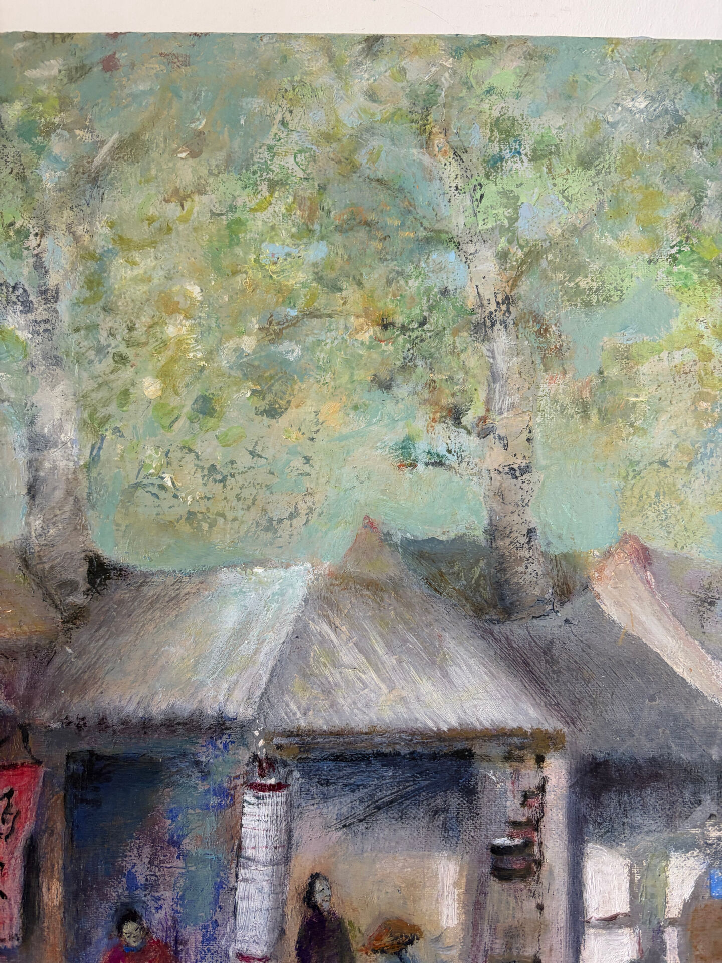 Scène de rue chinoise, huile sur toile signée