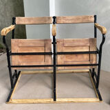 Two-seater folding theatre bench