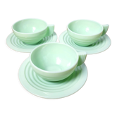 Trio art deco cups opaline mint