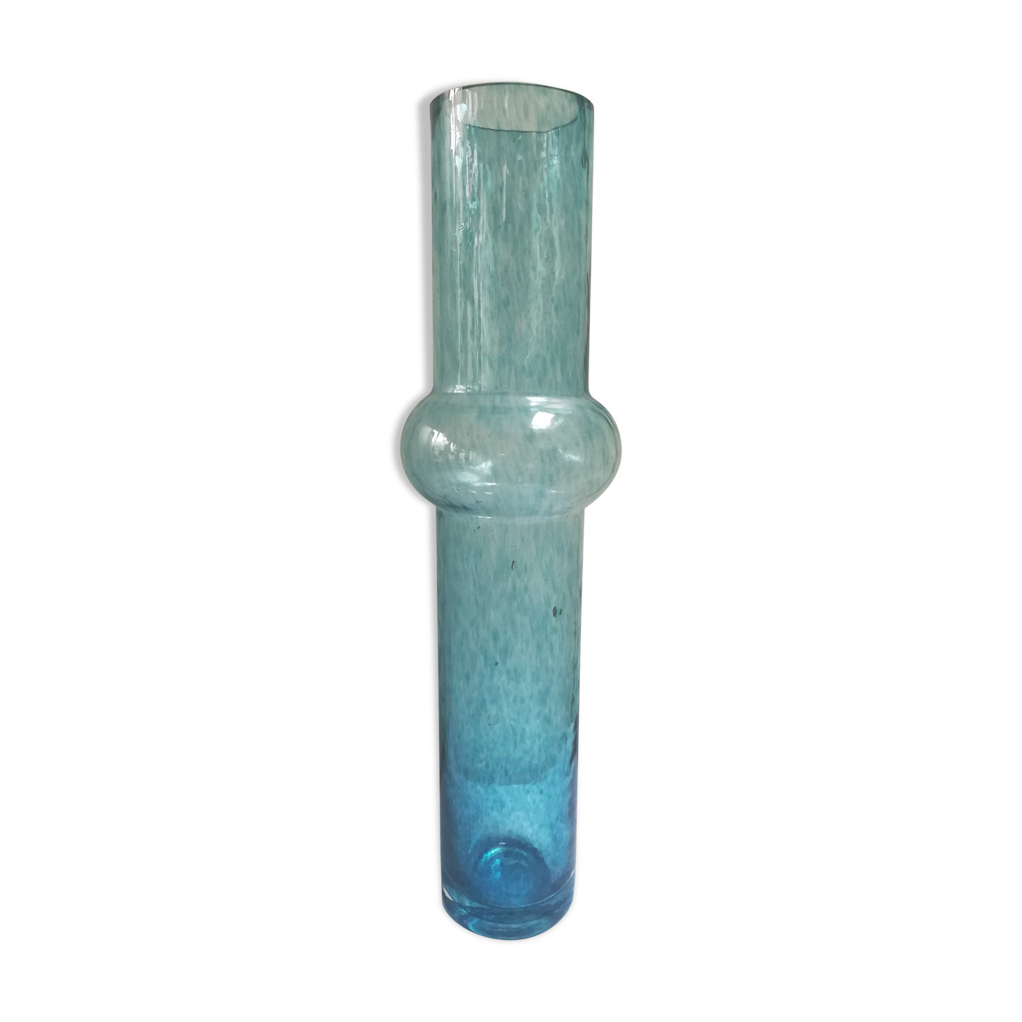 Vase en verre de couleur bleu XXème