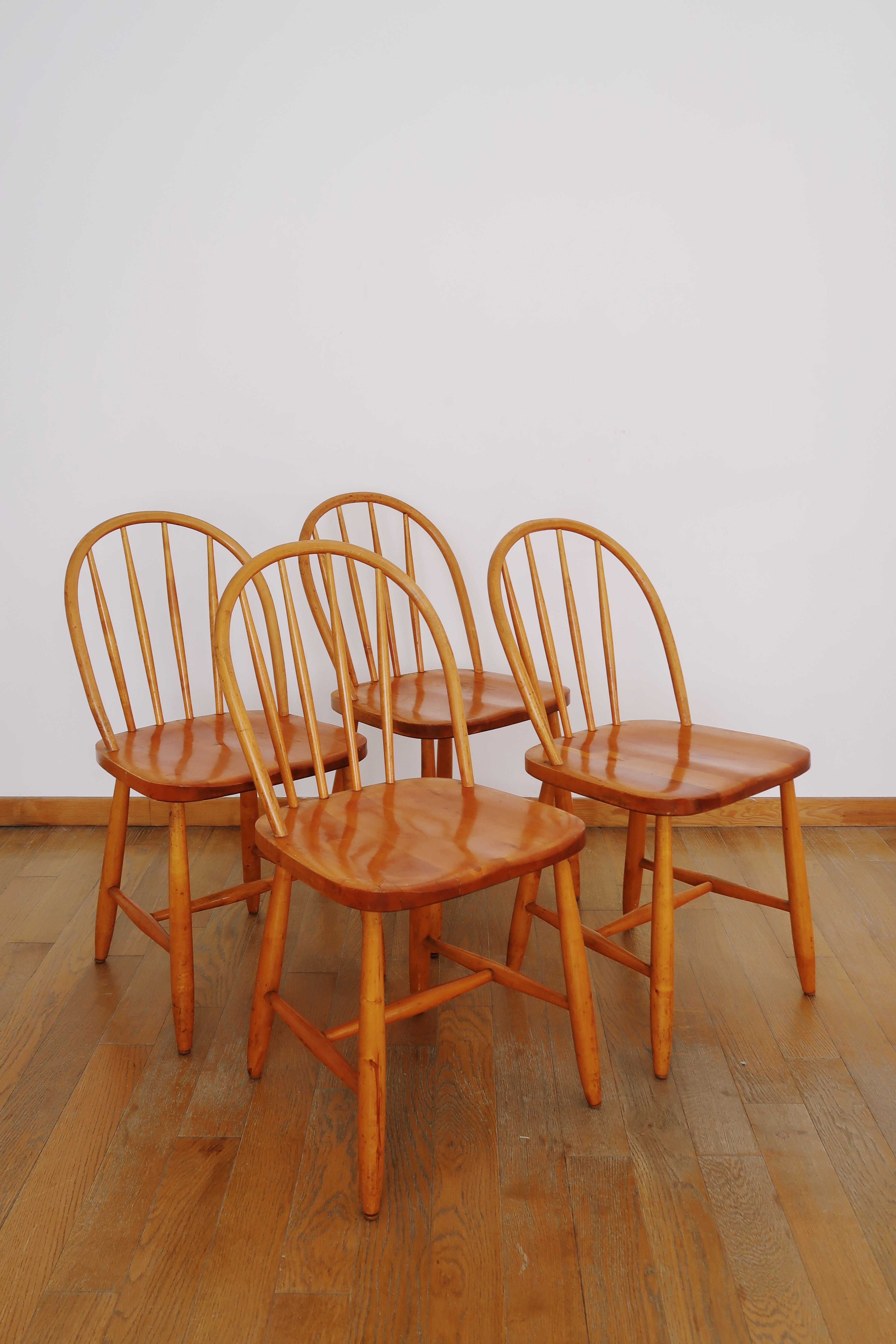4 Scandinavian beech chairs