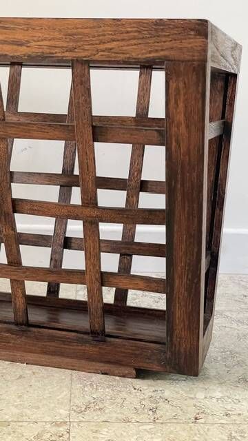 Vintage woven oak magazine rack