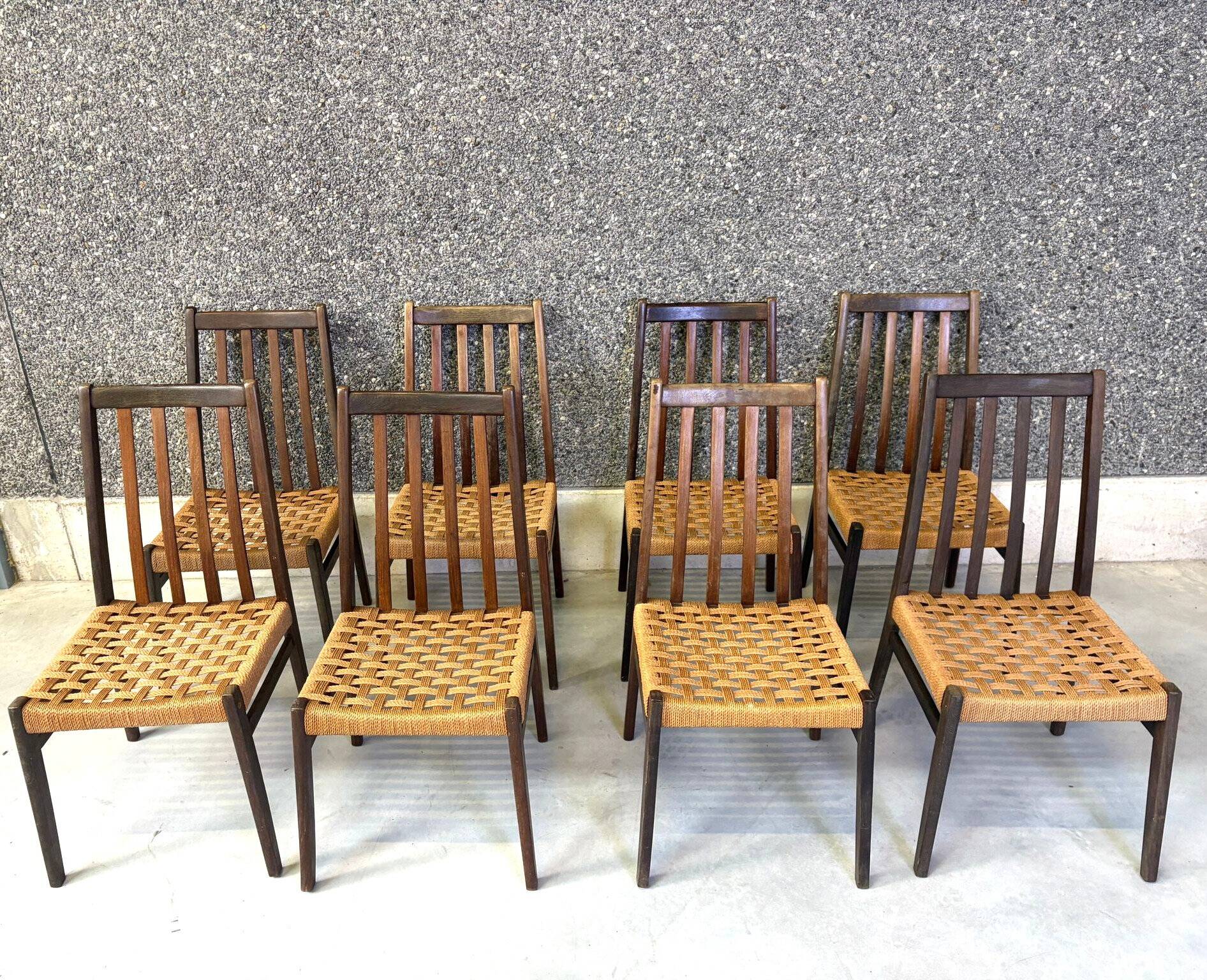 Danish cord dining chairs, set of 8 - 1960s