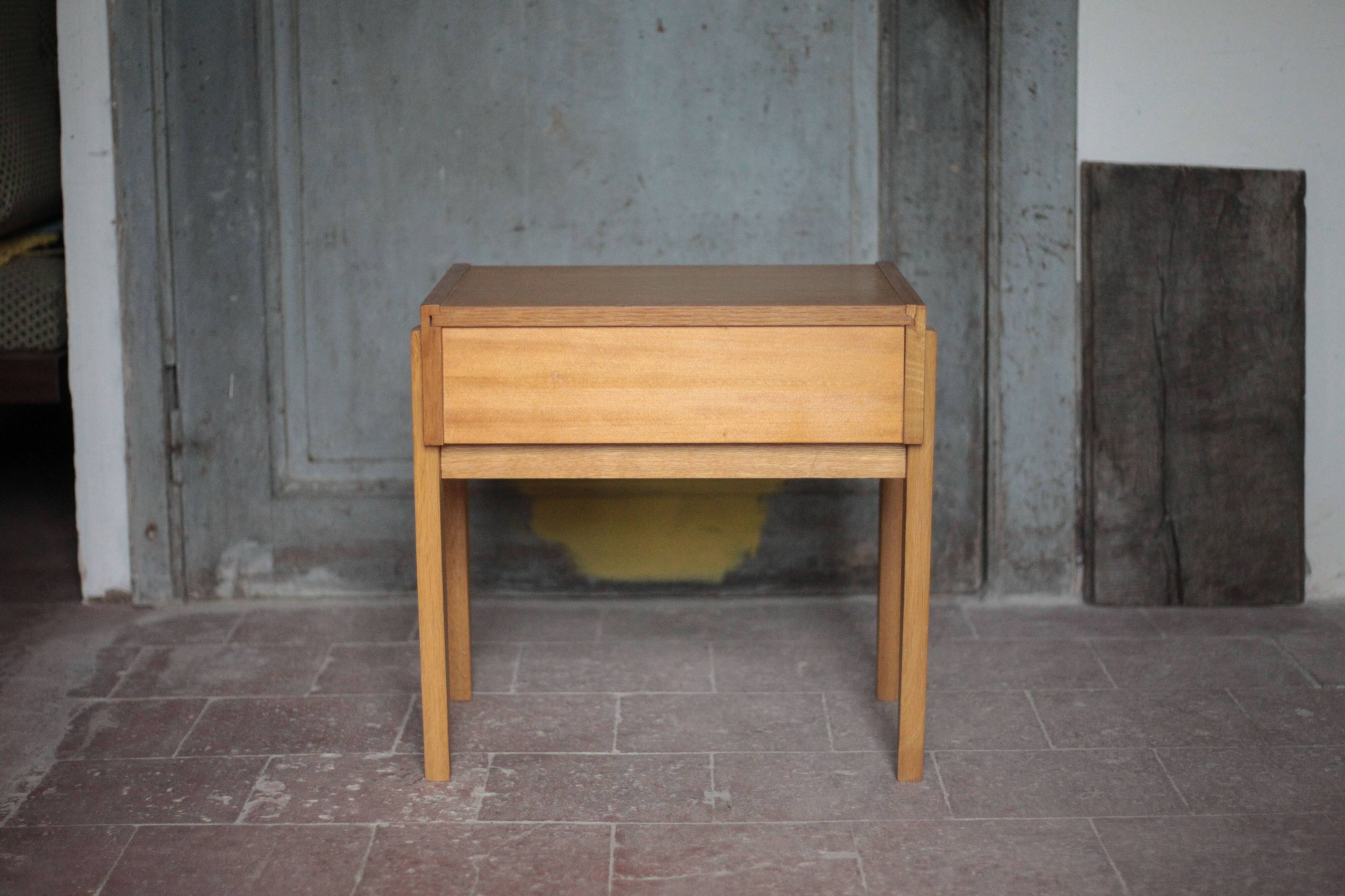Vintage wooden bedside table, nightstand, side table, modernist.