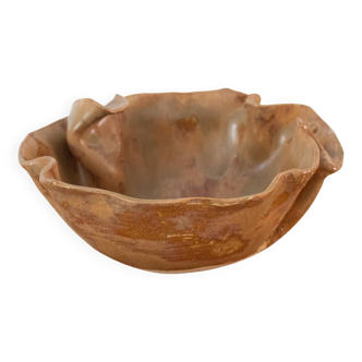 Handmade Small Ceramic Bowl, Signed Studio Pottery Piece, Folded Clay Style