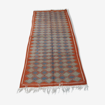 Tapis kilim marocain orange, tapis berbère fait à la main