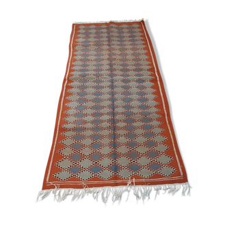 Moroccan orange kilim rug, handmade Berber carpet