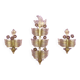Trio / Ensemble de 3 appliques "Grand Hotel" par Barovier & Toso, Murano, Italie, années 1950. Verre vénitien avec de la poussière d'or et des fleurs en verre violet.