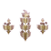 Trio / Ensemble de 3 appliques "Grand Hotel" par Barovier & Toso, Murano, Italie, années 1950. Verre vénitien avec de la poussière d'or et des fleurs en verre violet.