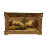 Painting on canvas with gilded frame