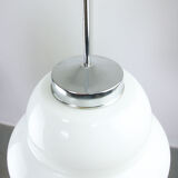 Mid-century opaline & chrome pendant lamp