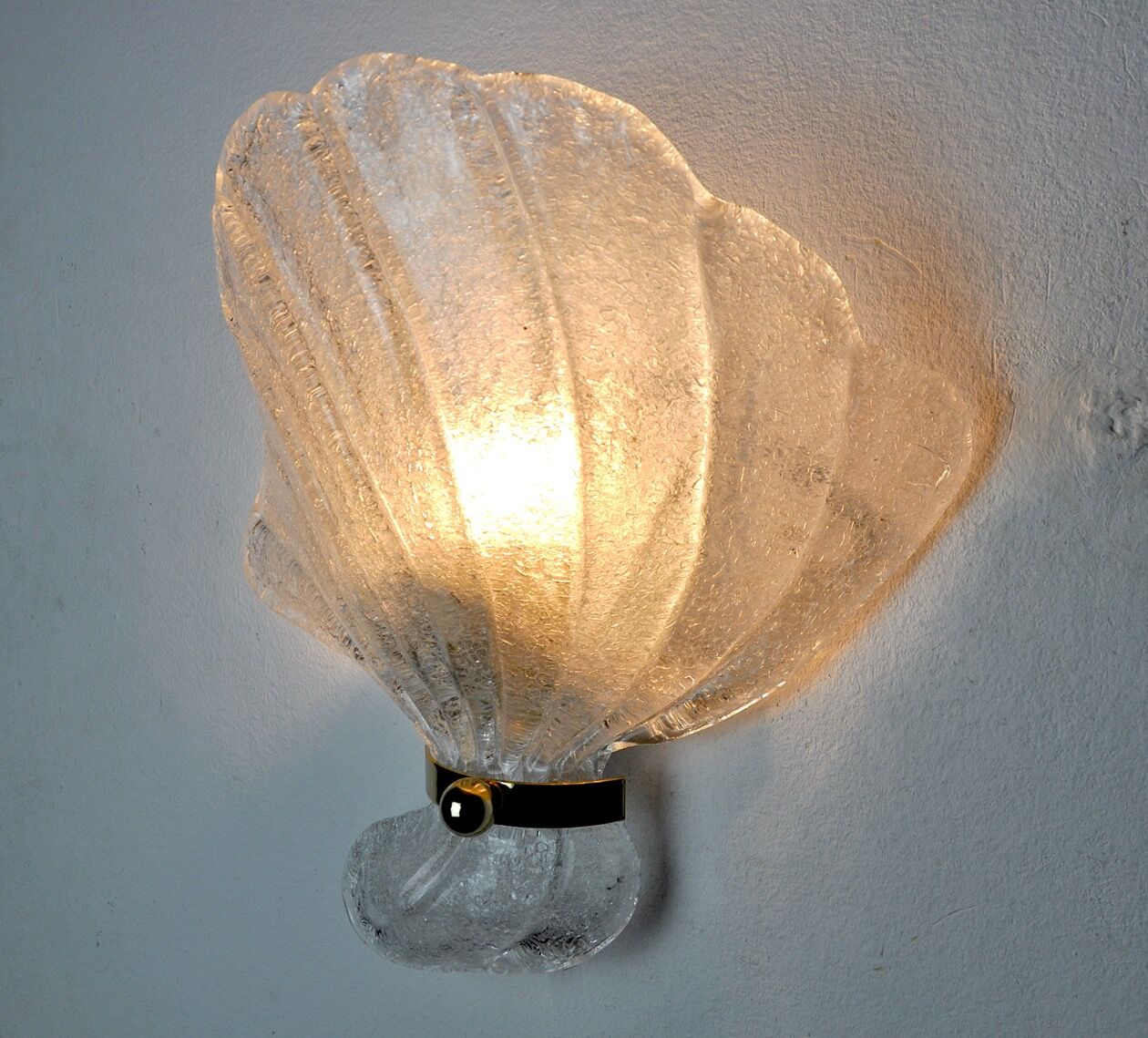 Shell wall lamp, murano glass, italy, 1970