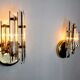Pair of Venini wall lamps cut glass Murano Italy 1980