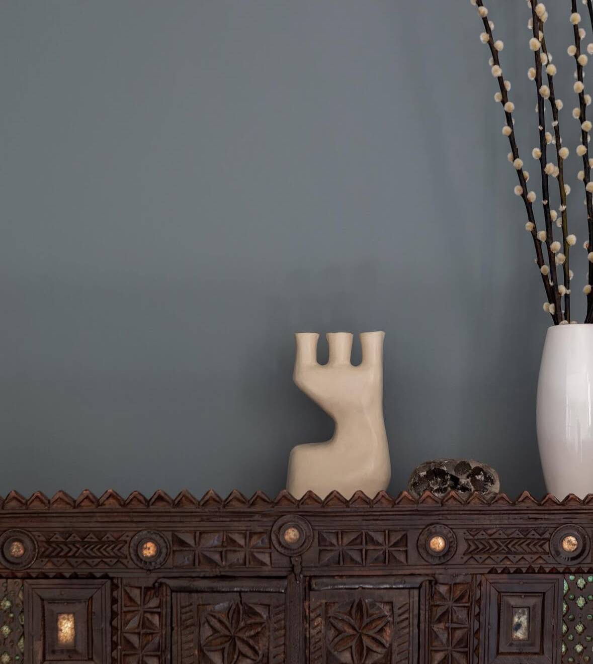 White sculpture vase minimalist bust ceramic white contemporary sculptural
