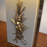 Pied de lampe années 70 de Philippe Cheverny en résine laiton et bronze