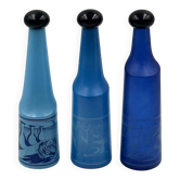Ensemble de 3 bouteilles design bleu par Salvador Dali Rosso Antico 1970