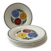 Set of 6 Chalons plates Digoin Sarreguemines with painted floral decoration.