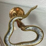Chiseled brass cobra candlestick