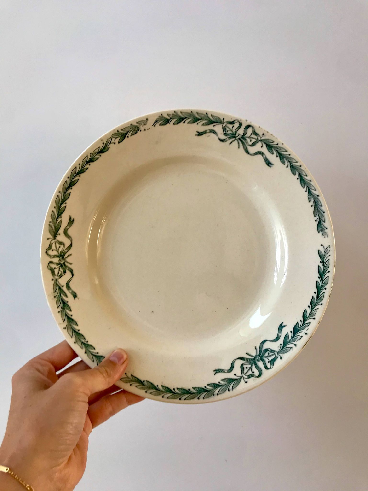set of 5 large flat plates in Terre de Fer Longchamp model Belleville late 19th century