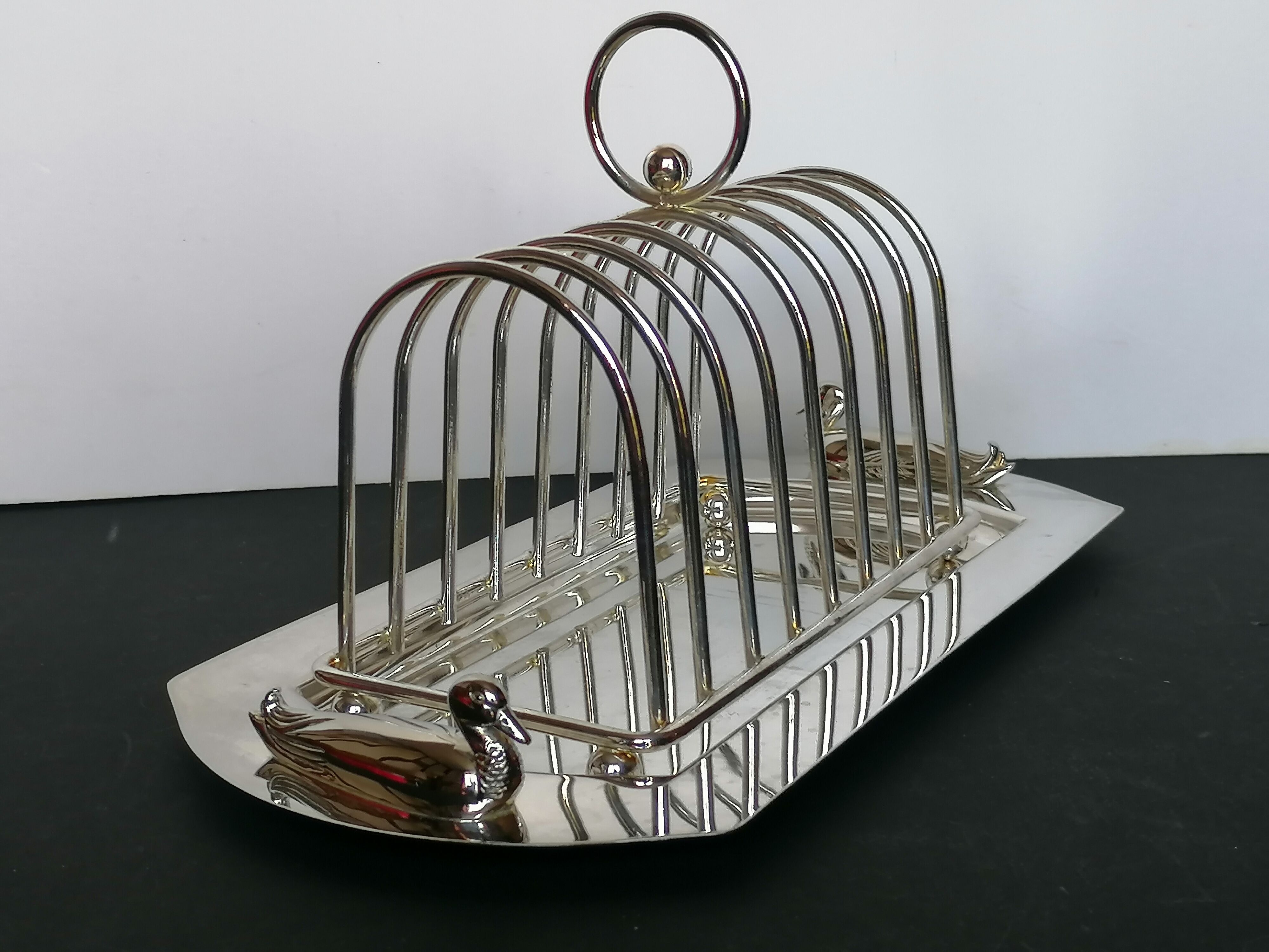 Foie gras serving tray and silver metal toast display