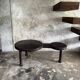 Large coffee table, minimalist tripod side table in solid teak with double.
