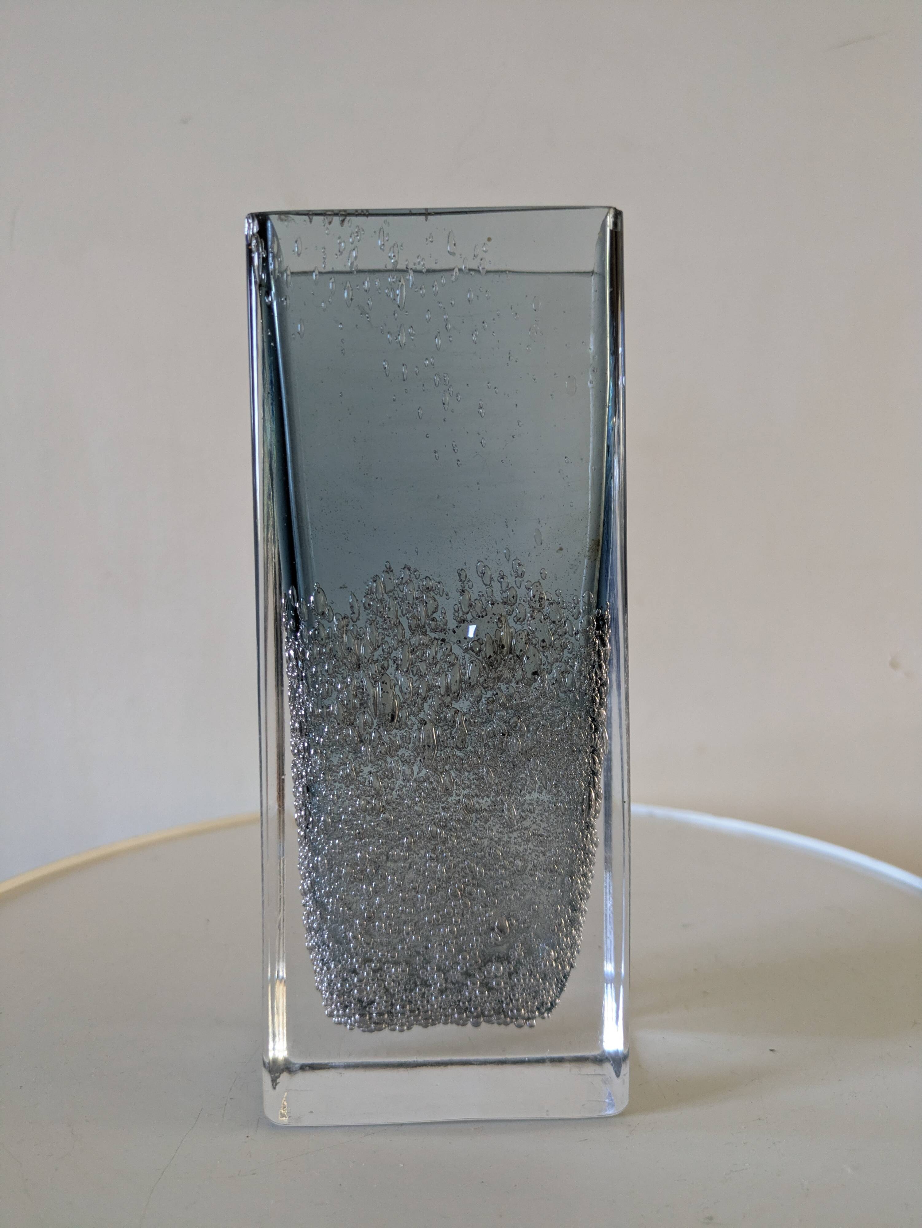 Bubble blown glass vase, 70s design