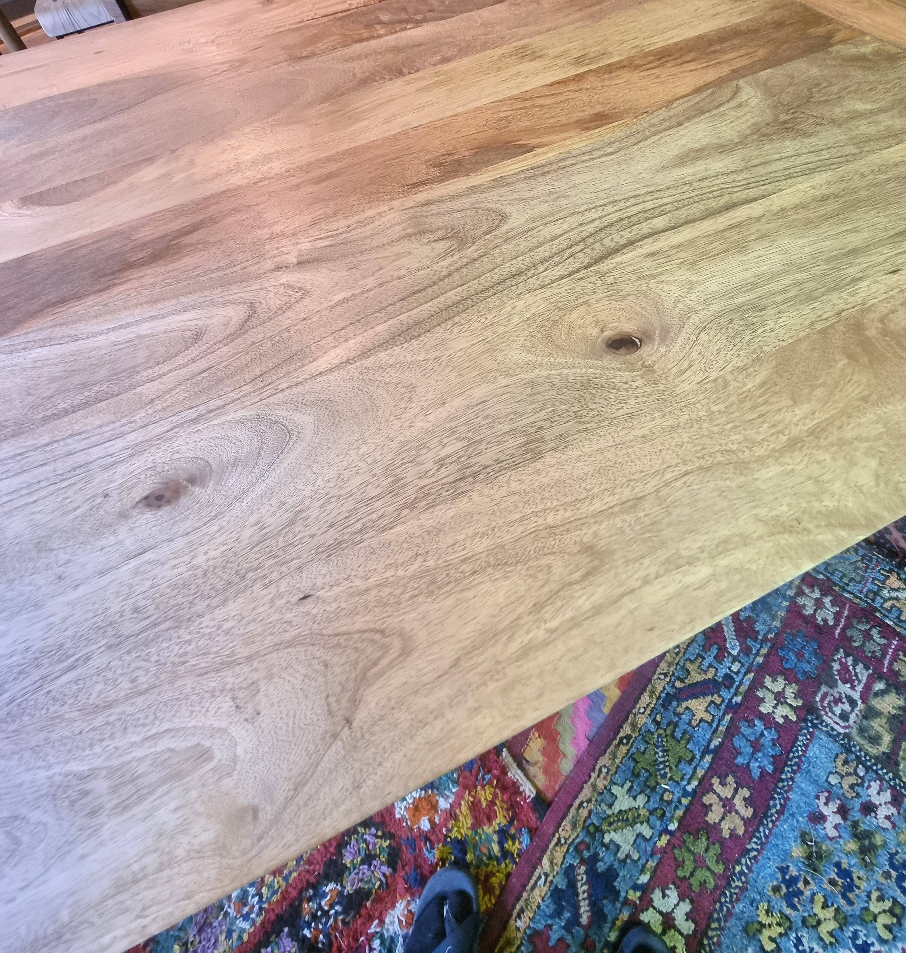 Large mango wood table with contemporary base