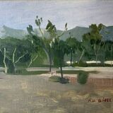 Painting HST/P Pierre Dominique GIESS (1943-2011) "Torre Lodones" Spain