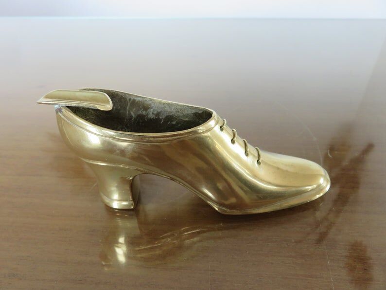 70s brass shoe ashtray