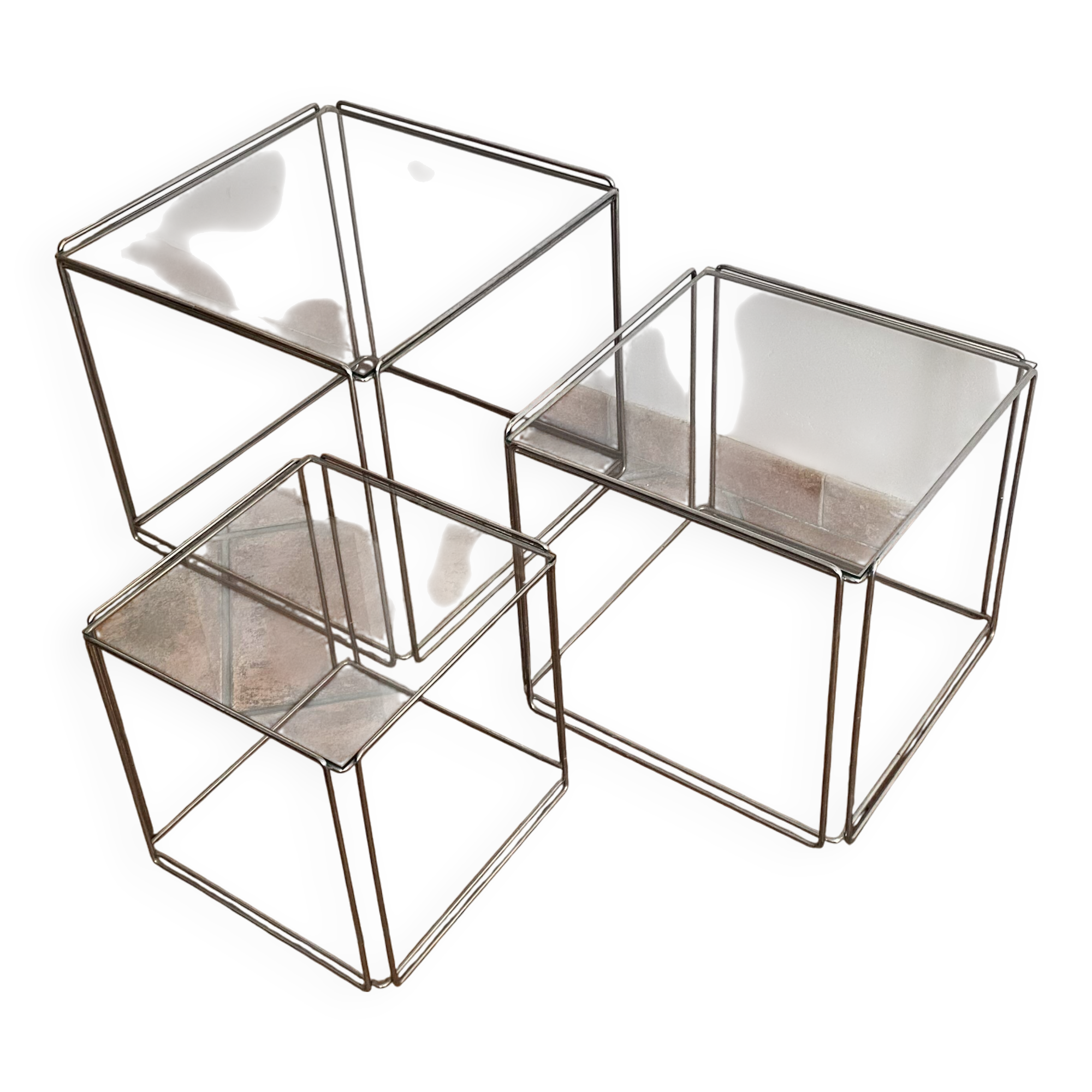 Set of 3 ISOCELE nesting tables. Max SAUZE. 1970.