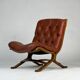 Vintage armchair easy chair leather 70s in the style of Ingmar Relling