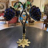 Table lamp with four light arms, grape cluster-shaped globes