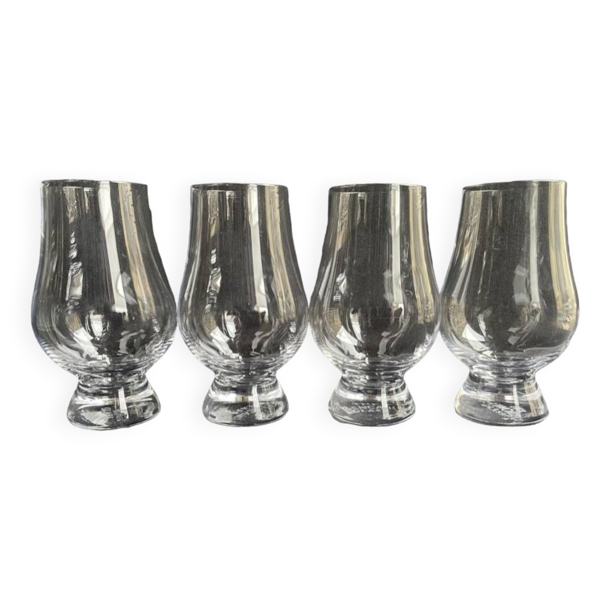 4 crystal whiskey glasses stamped “The Glencairn Glass”